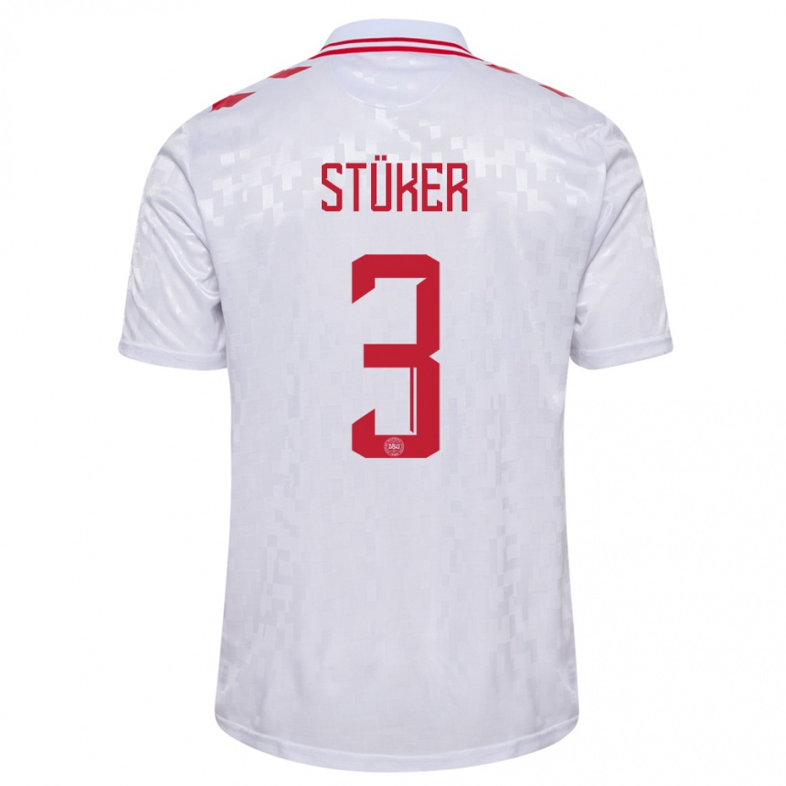 Kids Football Denmark Simon Stüker #3 White Away Jersey 24-26 T-Shirt