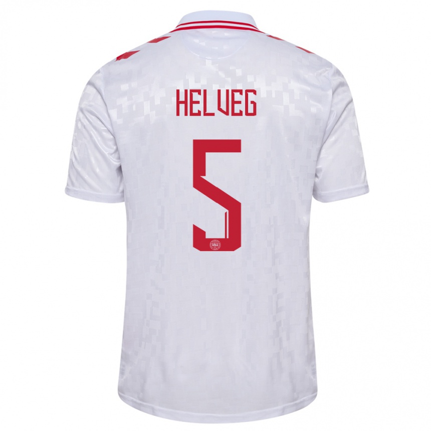 Kids Football Denmark Richard Helveg #5 White Away Jersey 24-26 T-Shirt