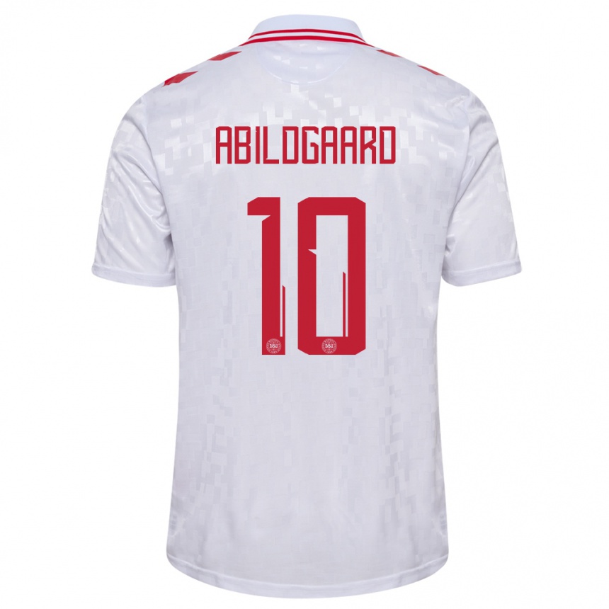 Kids Football Denmark Lasse Abildgaard #10 White Away Jersey 24-26 T-Shirt