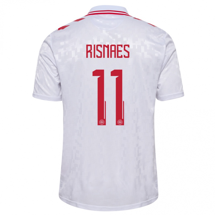 Kids Football Denmark Roberto Risnaes #11 White Away Jersey 24-26 T-Shirt