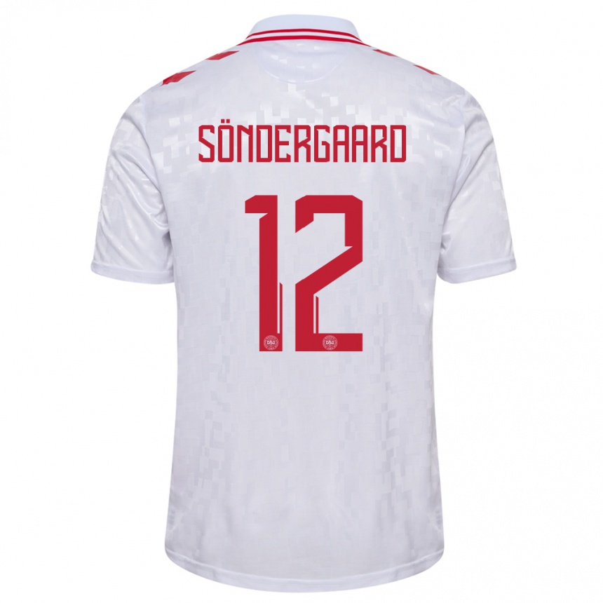 Kids Football Denmark Philip Söndergaard #12 White Away Jersey 24-26 T-Shirt