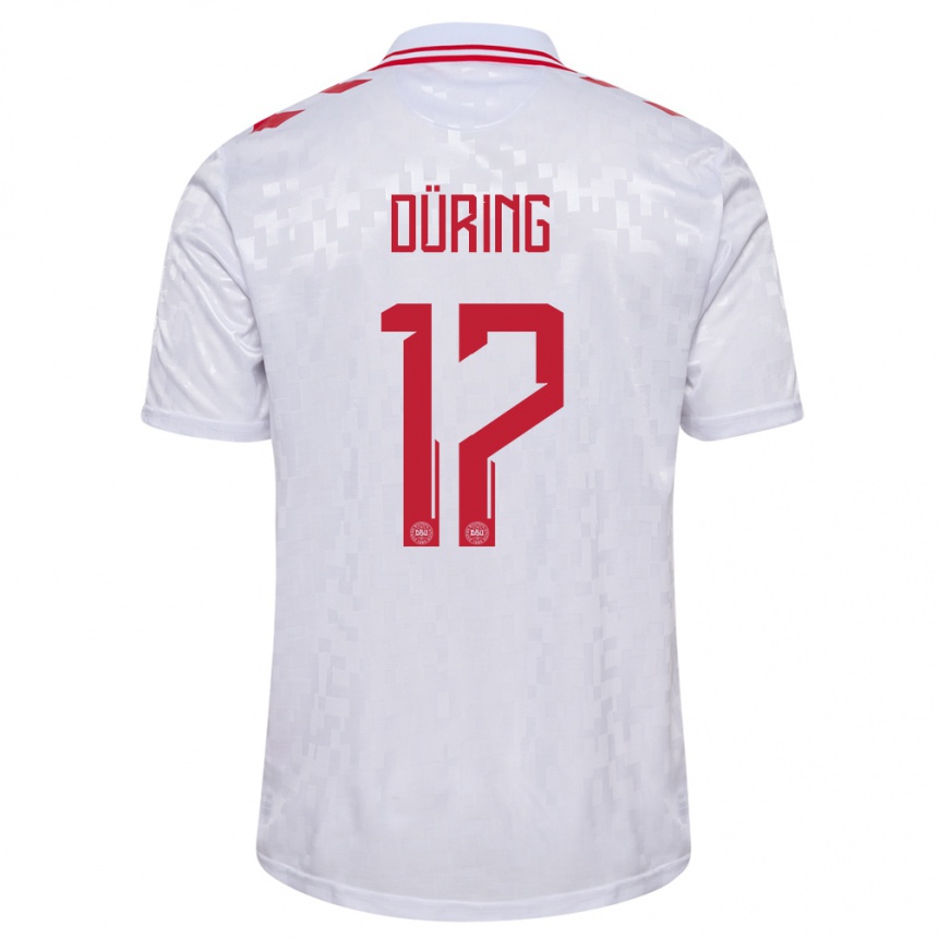 Kids Football Denmark Rasmus Düring #17 White Away Jersey 24-26 T-Shirt