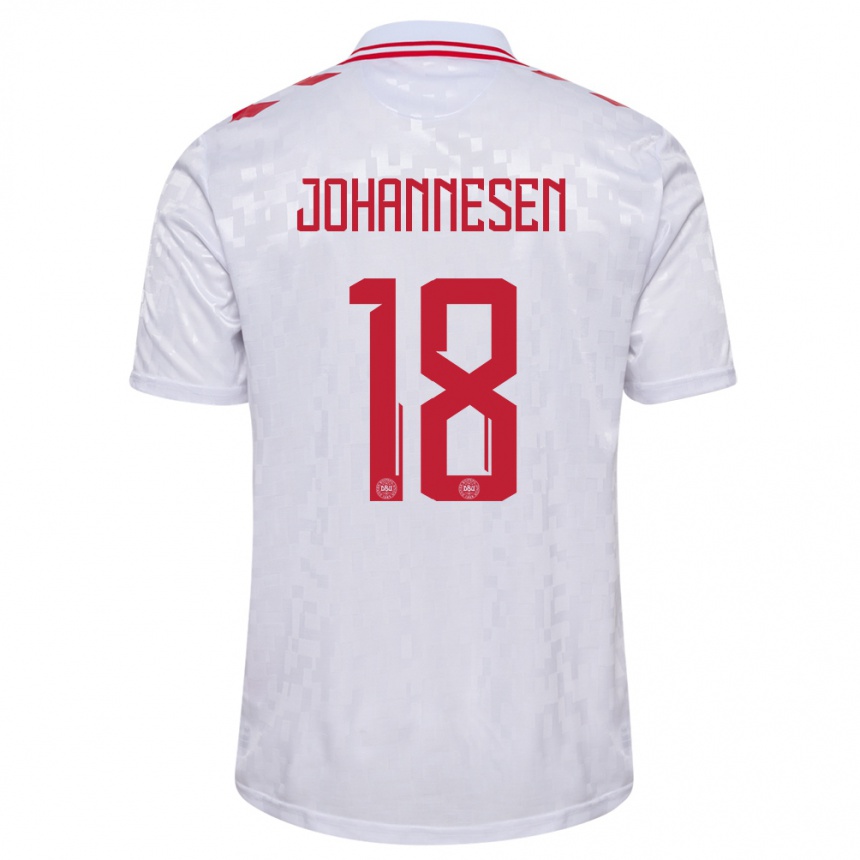 Kids Football Denmark Sofus Johannesen #18 White Away Jersey 24-26 T-Shirt