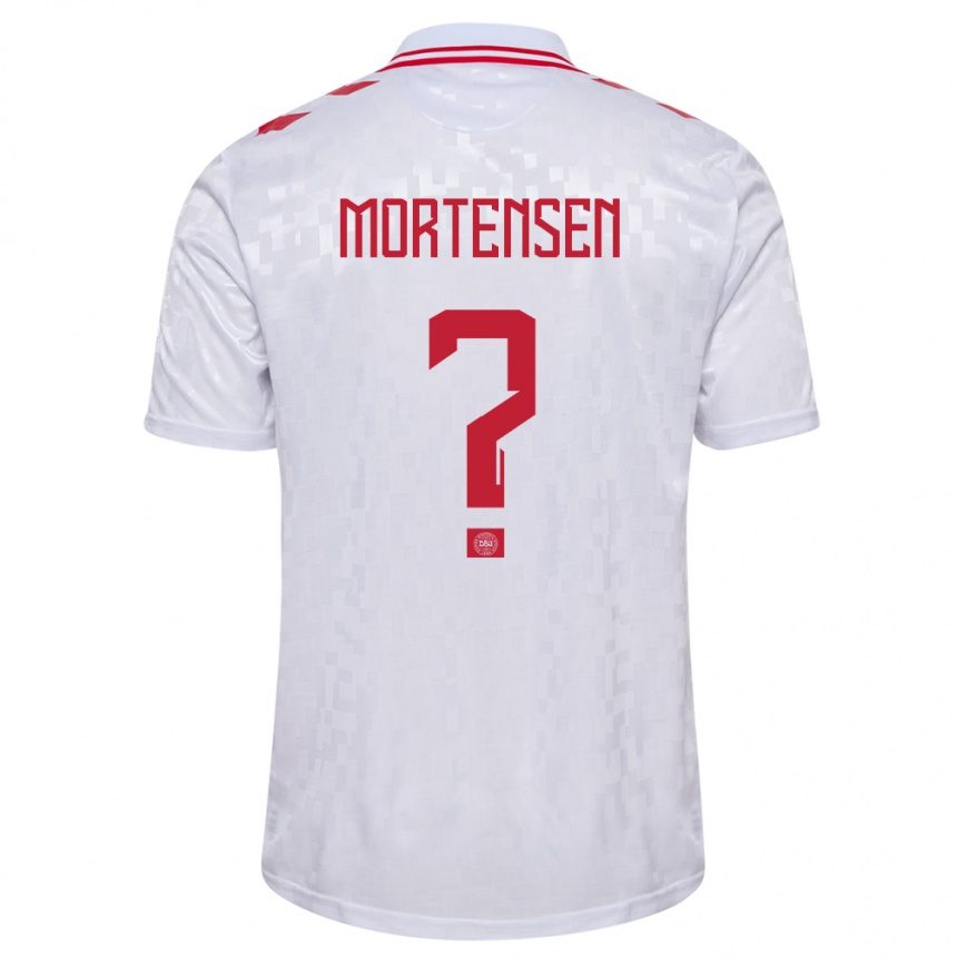 Kids Football Denmark Malthe Mortensen #0 White Away Jersey 24-26 T-Shirt