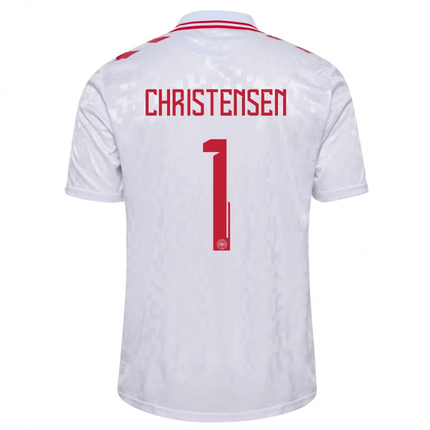 Kids Football Denmark Lene Christensen #1 White Away Jersey 24-26 T-Shirt