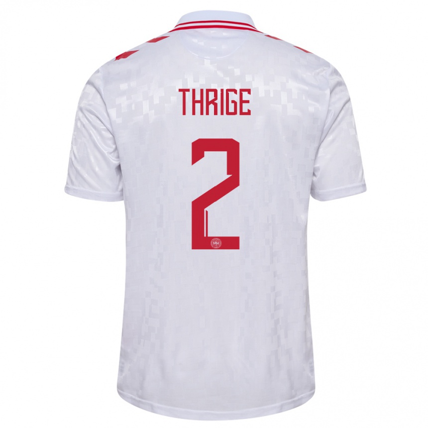 Kids Football Denmark Sara Thrige #2 White Away Jersey 24-26 T-Shirt