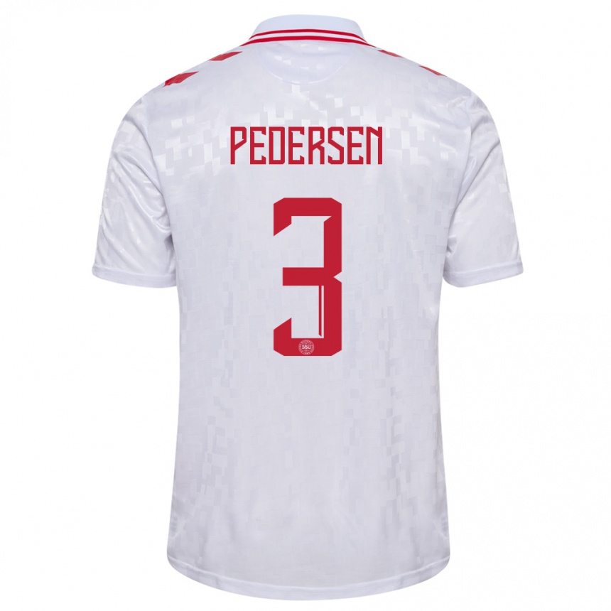 Kids Football Denmark Stine Ballisager Pedersen #3 White Away Jersey 24-26 T-Shirt