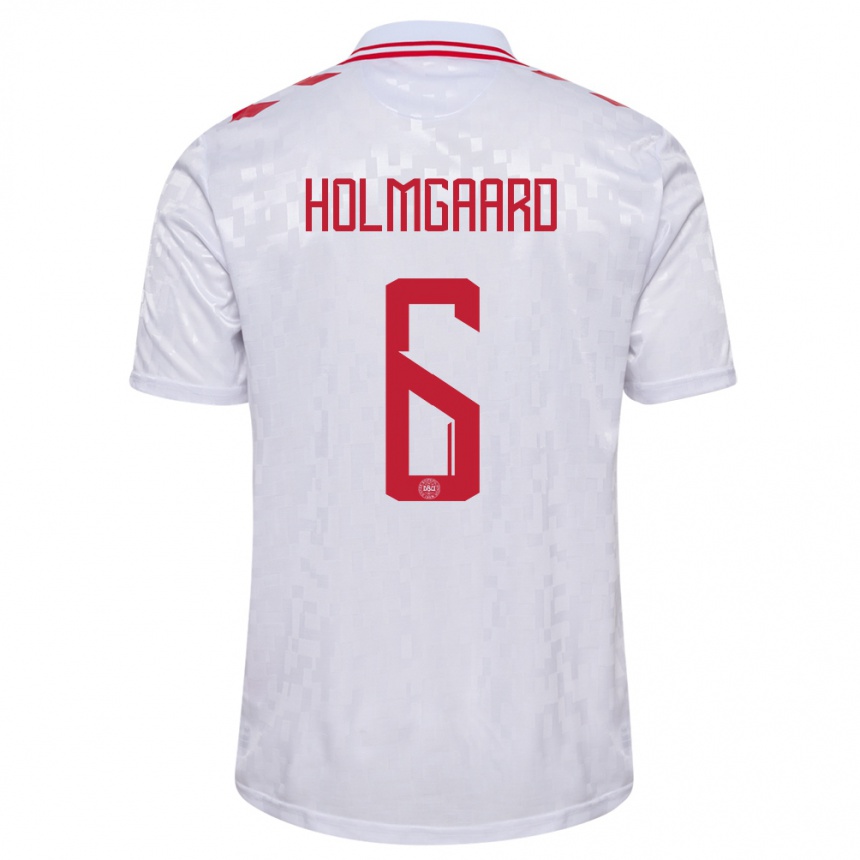 Kids Football Denmark Karen Holmgaard #6 White Away Jersey 24-26 T-Shirt