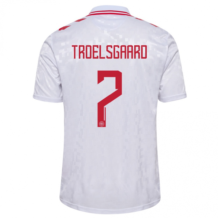 Kids Football Denmark Sanne Troelsgaard #7 White Away Jersey 24-26 T-Shirt