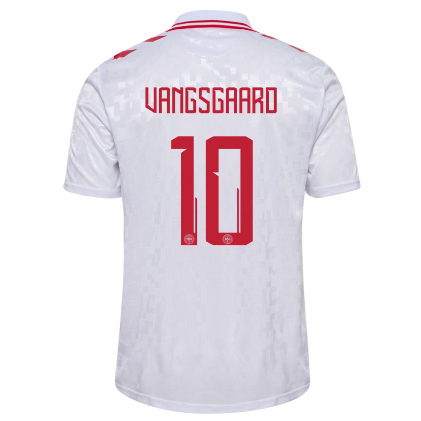 Kids Football Denmark Amalie Vangsgaard #10 White Away Jersey 24-26 T-Shirt