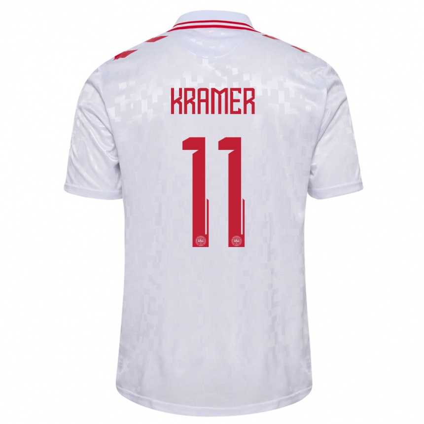 Kids Football Denmark Cornelia Kramer #11 White Away Jersey 24-26 T-Shirt