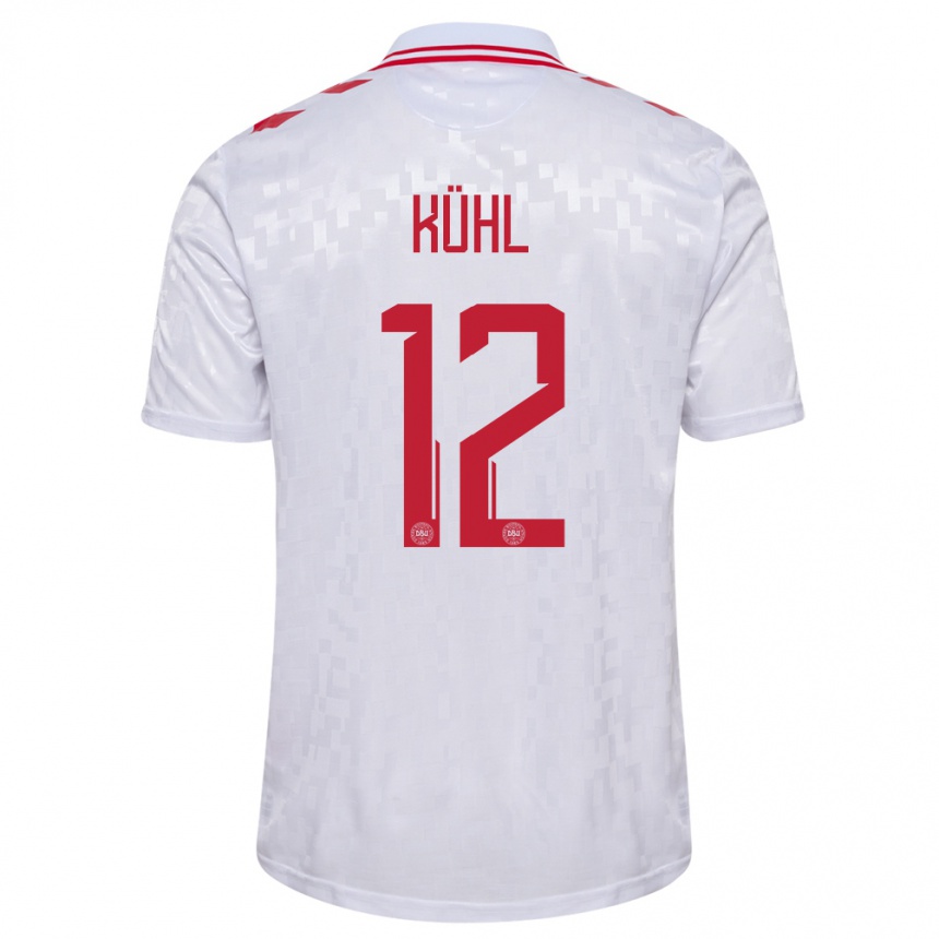 Kids Football Denmark Kathrine Kuhl #12 White Away Jersey 24-26 T-Shirt