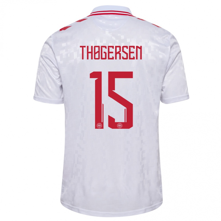 Kids Football Denmark Frederikke Thøgersen #15 White Away Jersey 24-26 T-Shirt