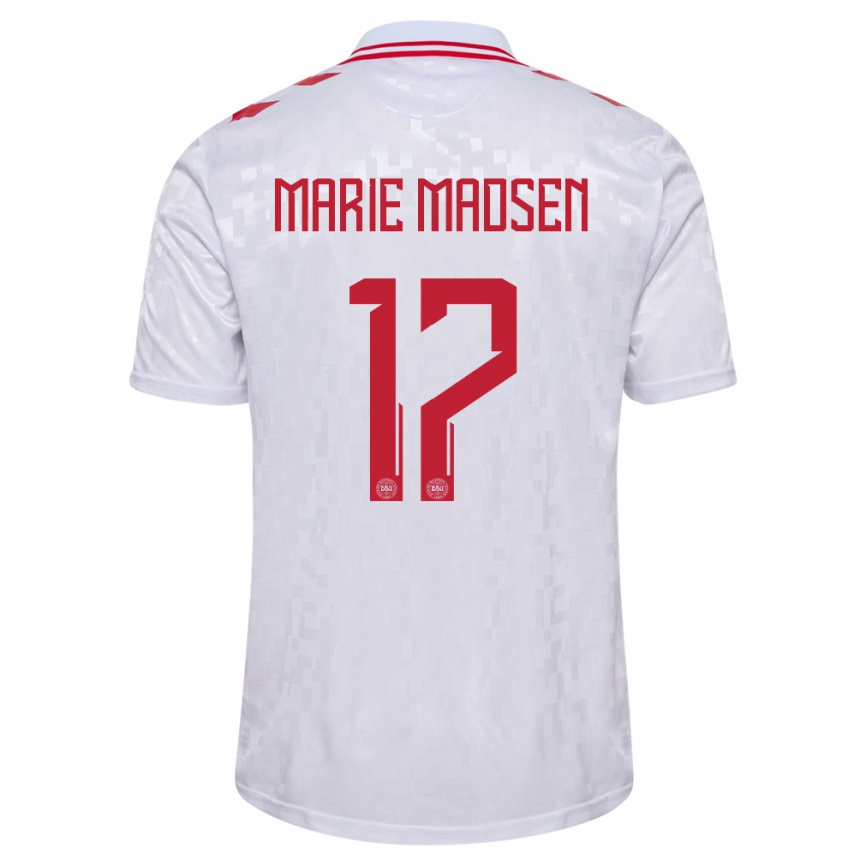 Kids Football Denmark Rikke Marie Madsen #17 White Away Jersey 24-26 T-Shirt