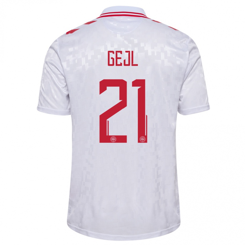 Kids Football Denmark Mille Gejl #21 White Away Jersey 24-26 T-Shirt