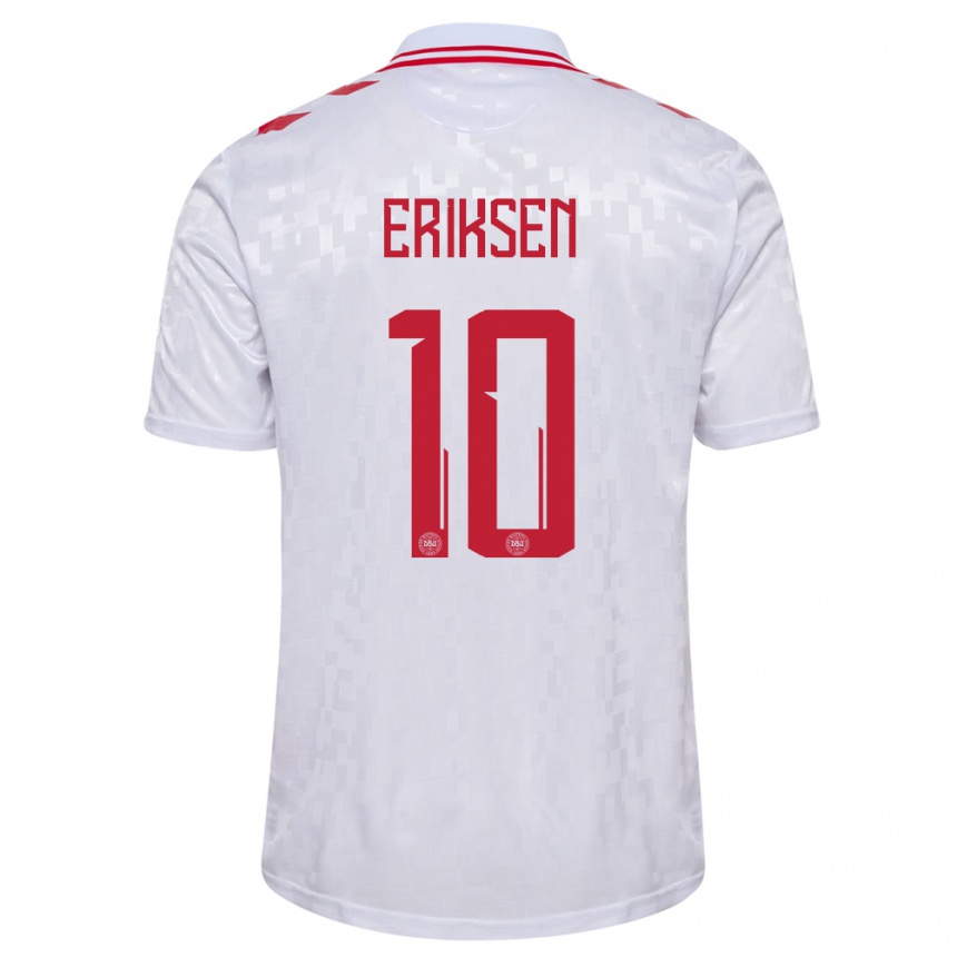 Kids Football Denmark Christian Eriksen #10 White Away Jersey 24-26 T-Shirt