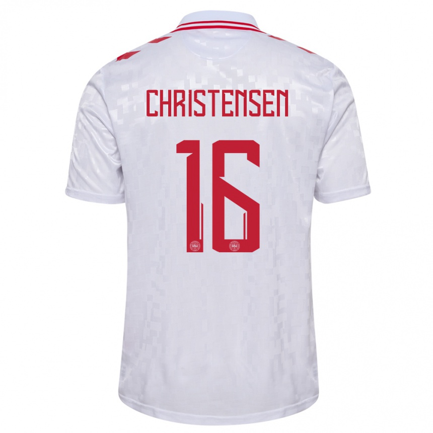 Kids Football Denmark Oliver Christensen #16 White Away Jersey 24-26 T-Shirt