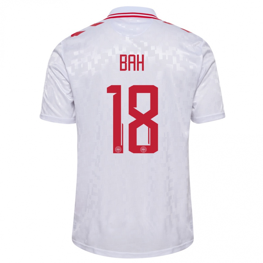 Kids Football Denmark Alexander Bah #18 White Away Jersey 24-26 T-Shirt