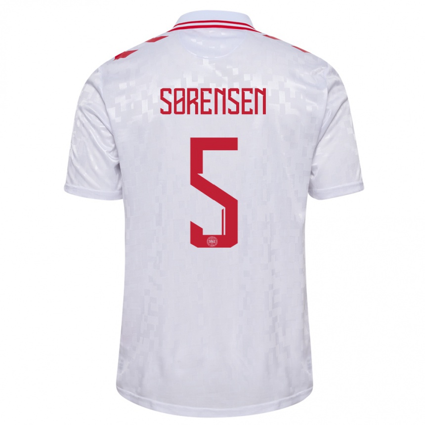 Kids Football Denmark Simone Boye Sorensen #5 White Away Jersey 24-26 T-Shirt