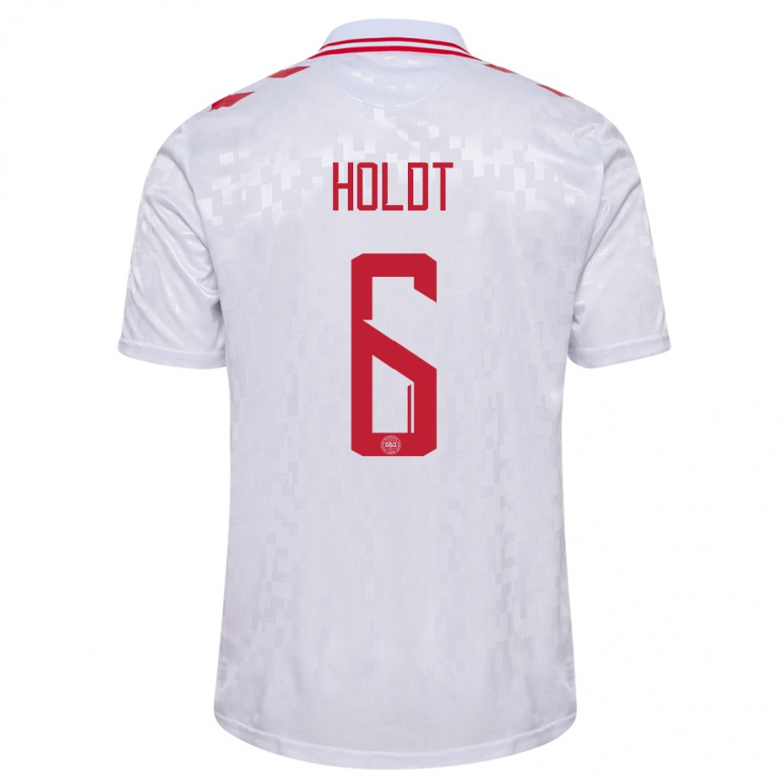 Kids Football Denmark Olivia Holdt #6 White Away Jersey 24-26 T-Shirt