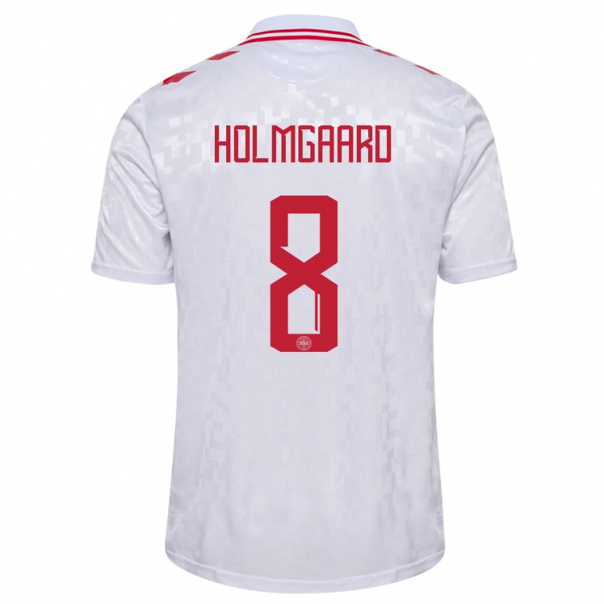 Kids Football Denmark Sara Holmgaard #8 White Away Jersey 24-26 T-Shirt