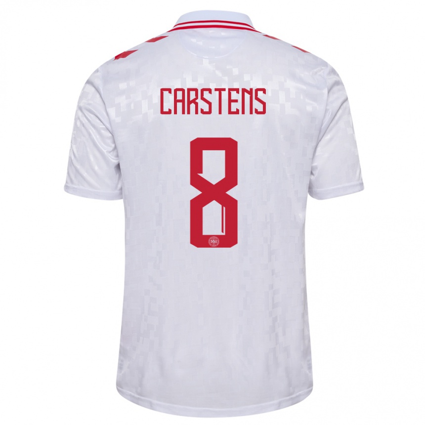 Kids Football Denmark Signe Carstens #8 White Away Jersey 24-26 T-Shirt