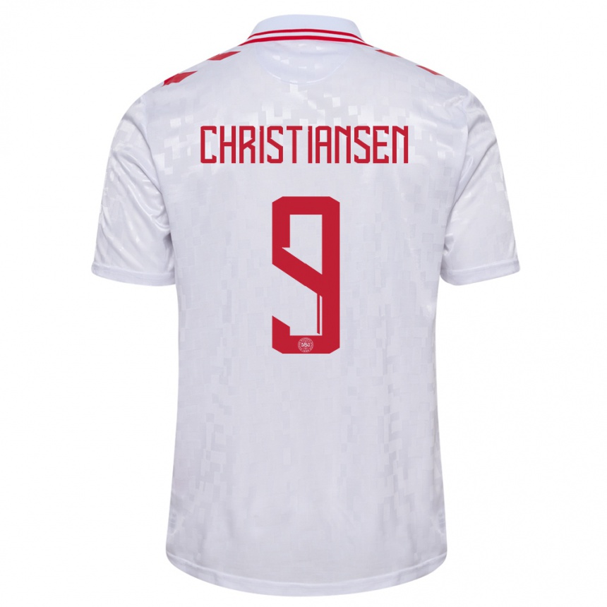 Kids Football Denmark Nanna Christiansen #9 White Away Jersey 24-26 T-Shirt