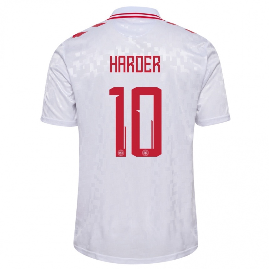 Kids Football Denmark Pernille Harder #10 White Away Jersey 24-26 T-Shirt