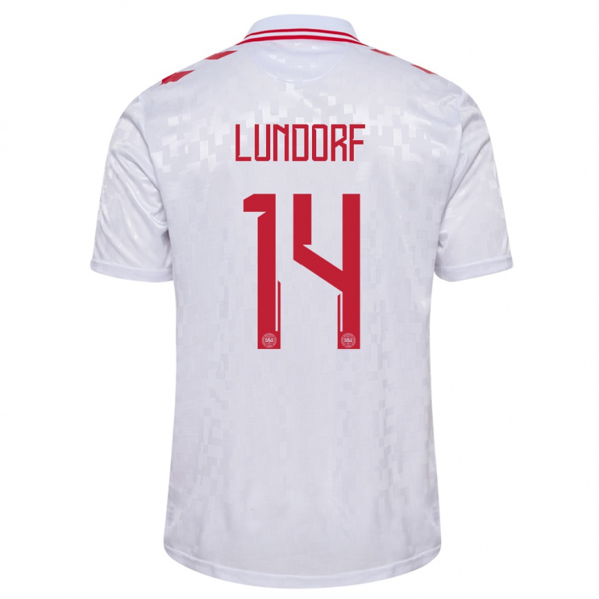 Kids Football Denmark Matilde Lundorf #14 White Away Jersey 24-26 T-Shirt