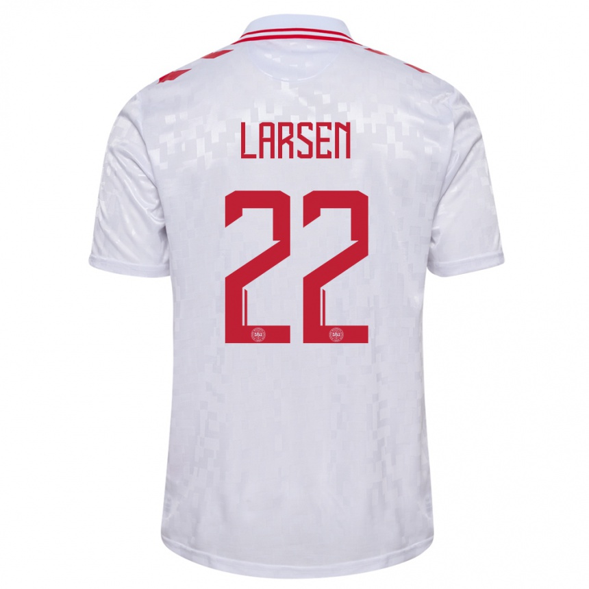 Kids Football Denmark Kathrine Larsen #22 White Away Jersey 24-26 T-Shirt