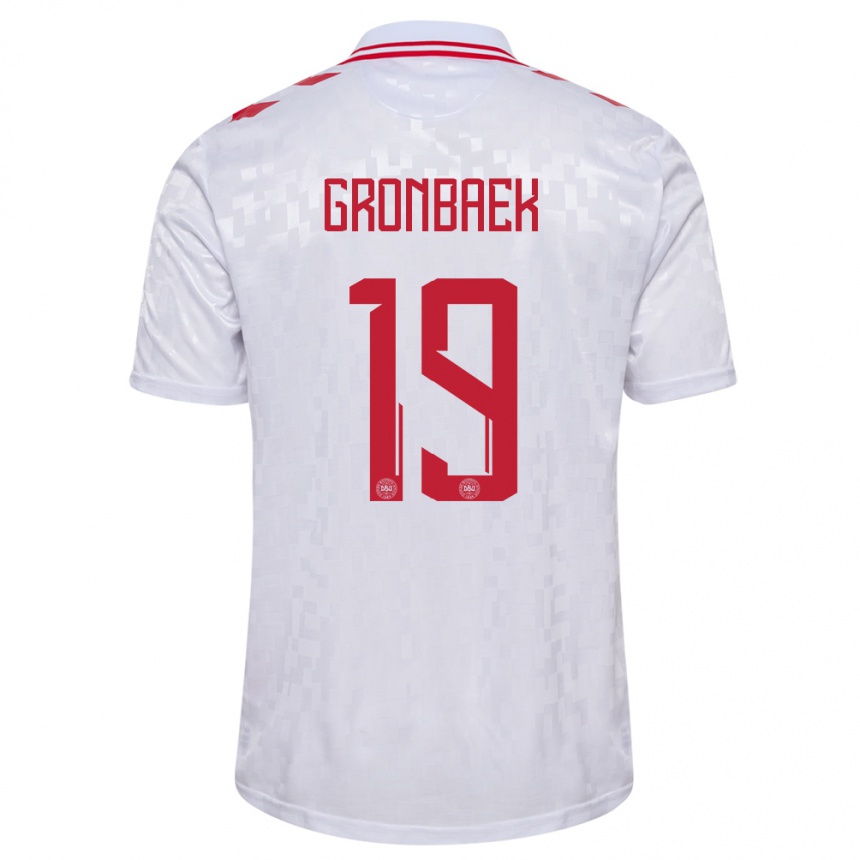 Kids Football Denmark Albert Gronbaek #19 White Away Jersey 24-26 T-Shirt