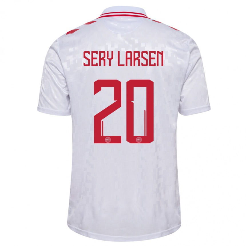 Kids Football Denmark Japhet Sery Larsen #20 White Away Jersey 24-26 T-Shirt