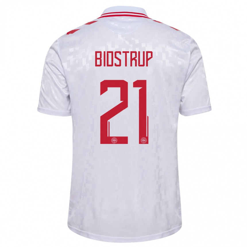 Kids Football Denmark Mads Bidstrup #21 White Away Jersey 24-26 T-Shirt