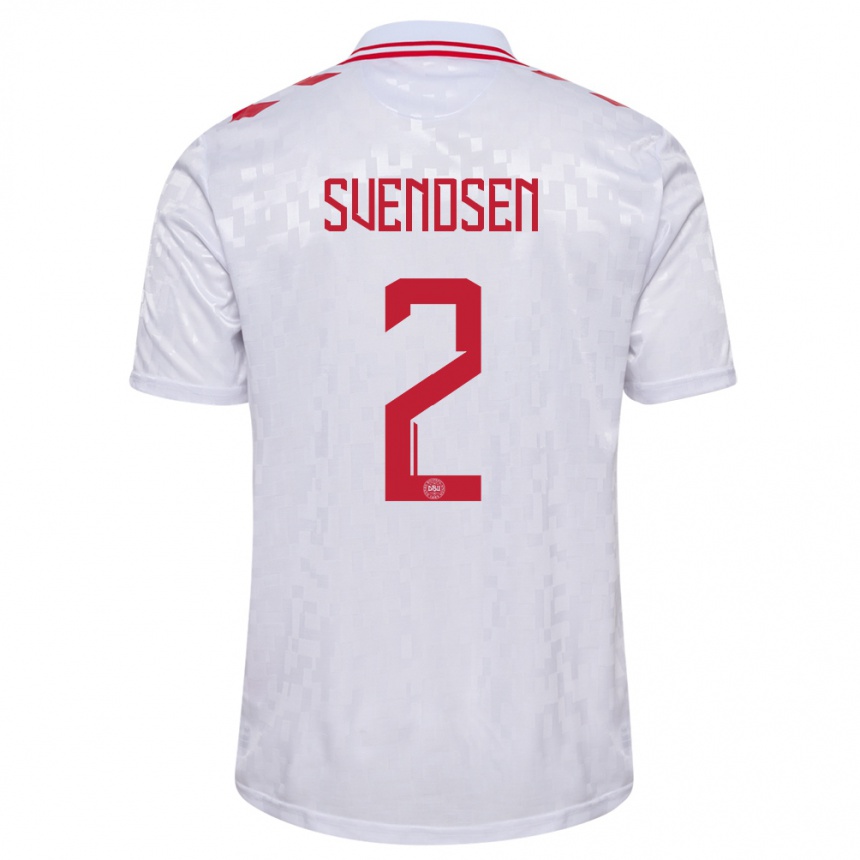 Kids Football Denmark Oliver Svendsen #2 White Away Jersey 24-26 T-Shirt