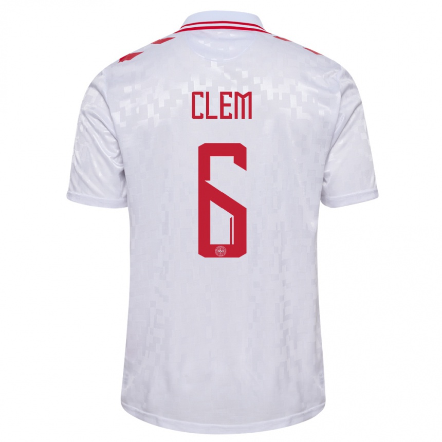 Kids Football Denmark William Clem #6 White Away Jersey 24-26 T-Shirt