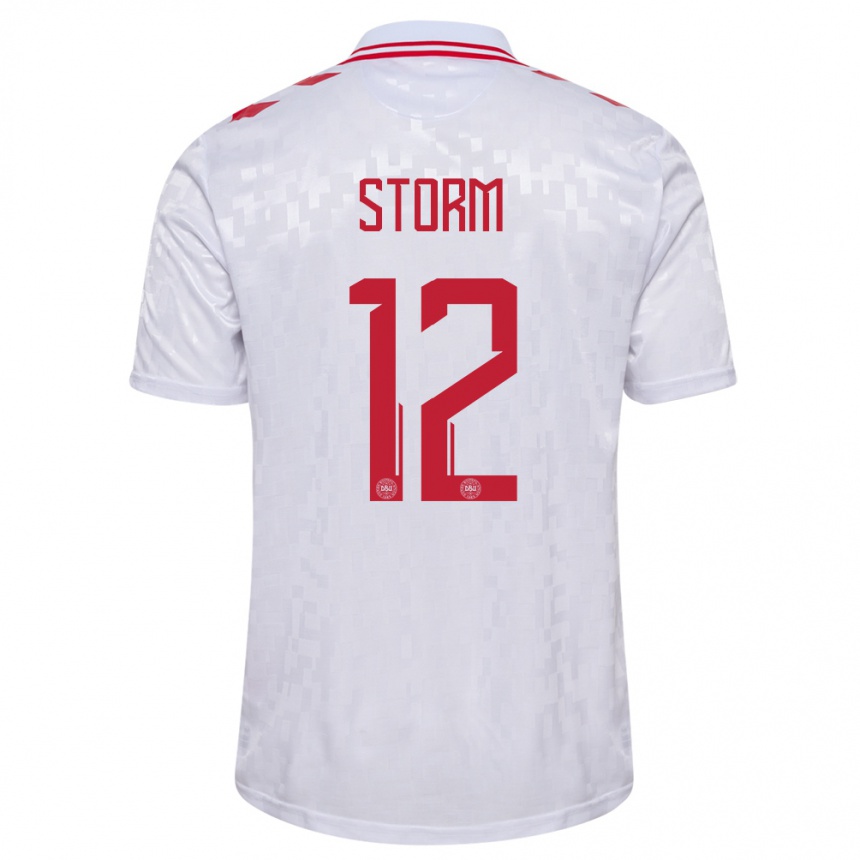 Kids Football Denmark Tobias Storm #12 White Away Jersey 24-26 T-Shirt