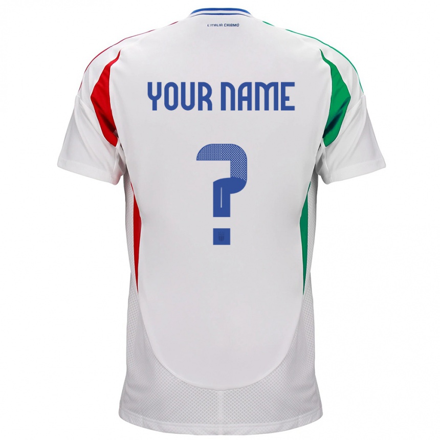 Kids Football Italy Your Name #0 White Away Jersey 24-26 T-Shirt