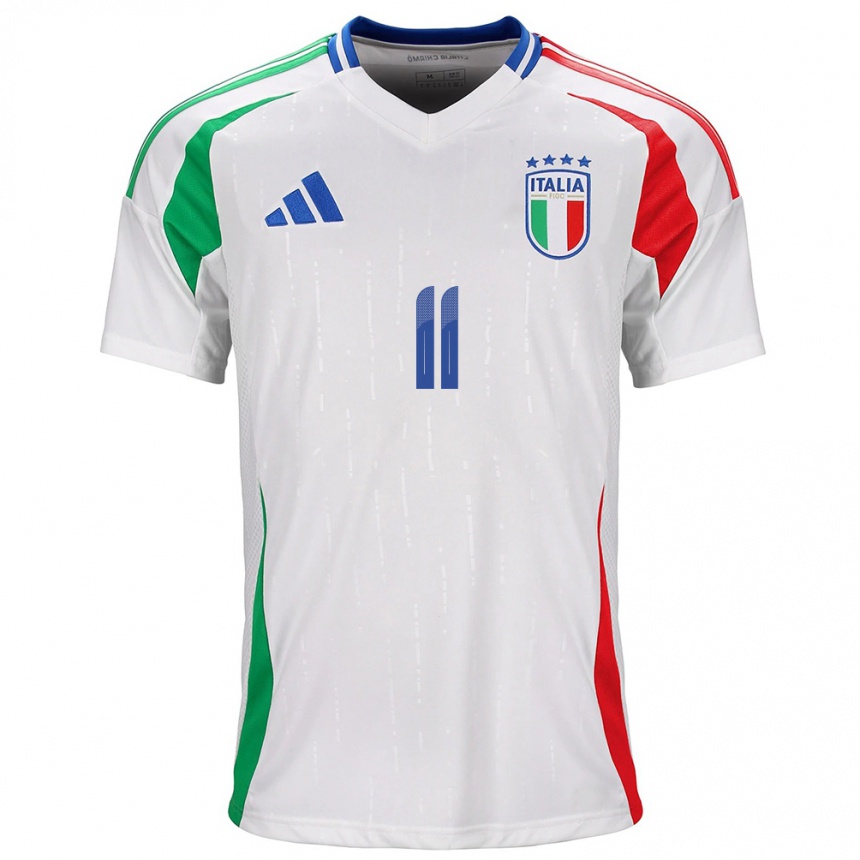 Kids Football Italy Giacomo Raspadori #11 White Away Jersey 24-26 T-Shirt