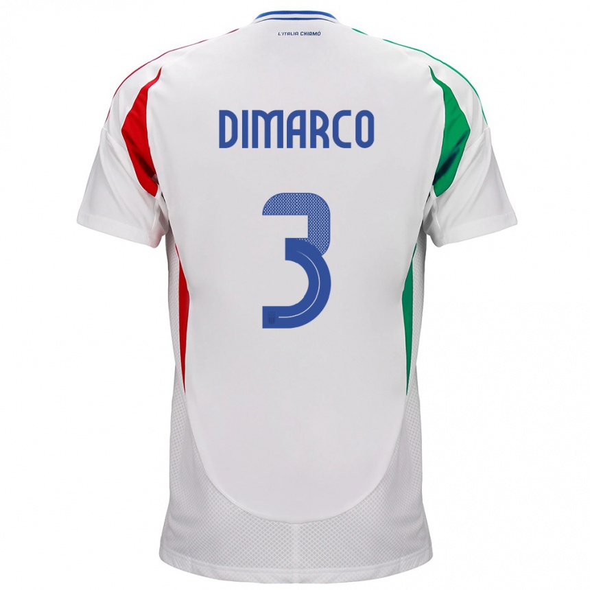 Kids Football Italy Federico Dimarco #3 White Away Jersey 24-26 T-Shirt