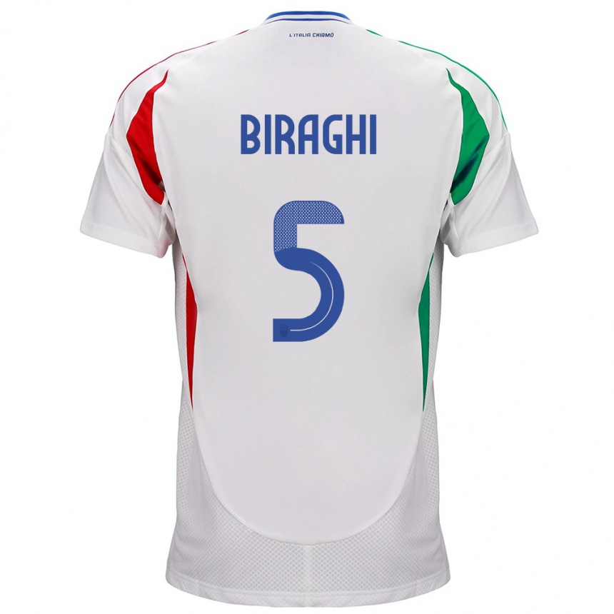 Kids Football Italy Cristiano Biraghi #5 White Away Jersey 24-26 T-Shirt