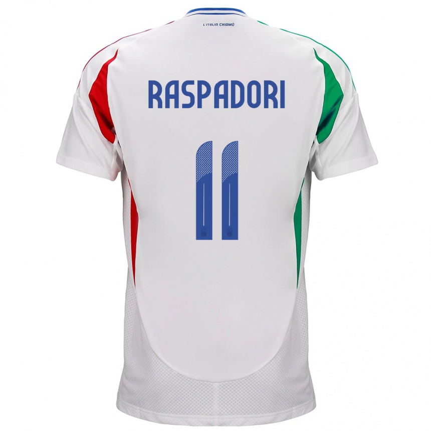 Kids Football Italy Giacomo Raspadori #11 White Away Jersey 24-26 T-Shirt