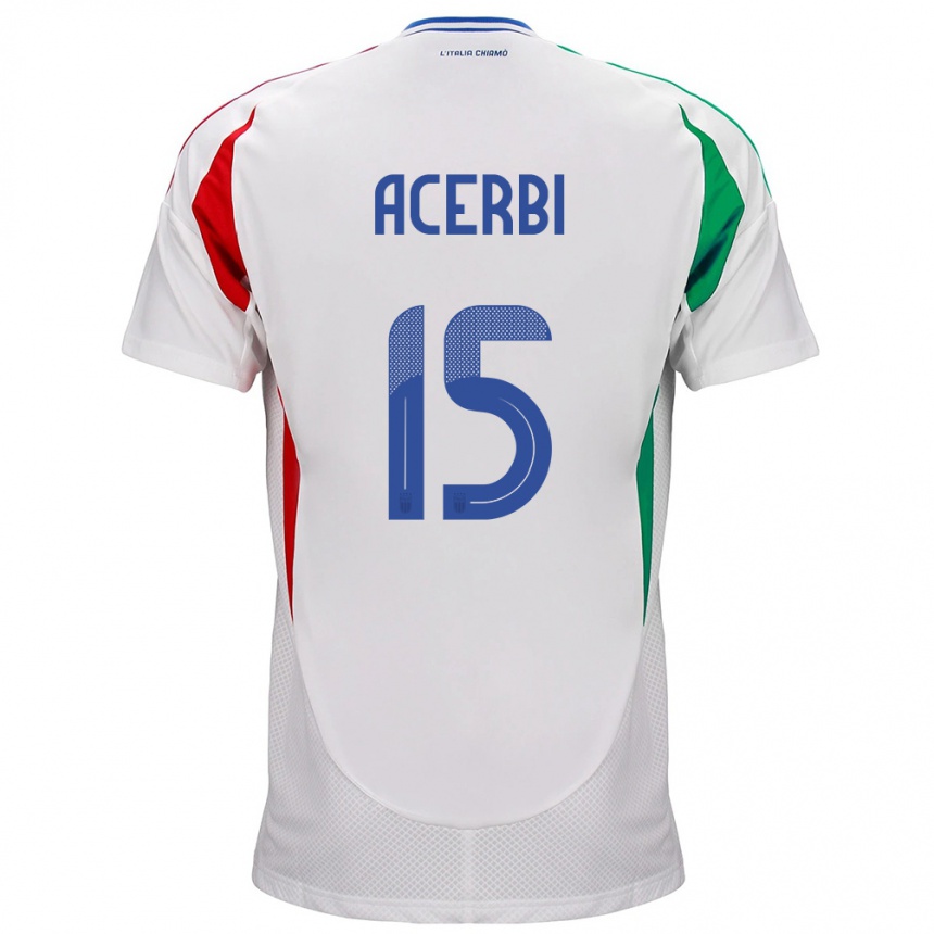 Kids Football Italy Francesco Acerbi #15 White Away Jersey 24-26 T-Shirt