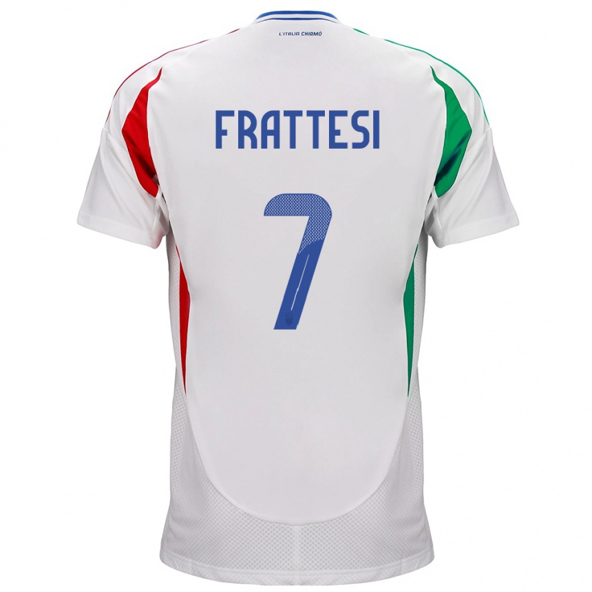 Kids Football Italy Davide Frattesi #7 White Away Jersey 24-26 T-Shirt