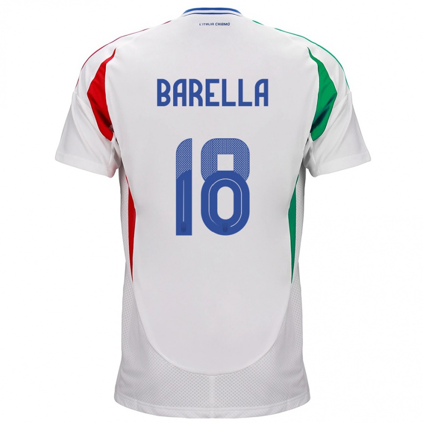 Kids Football Italy Nicolò Barella #18 White Away Jersey 24-26 T-Shirt