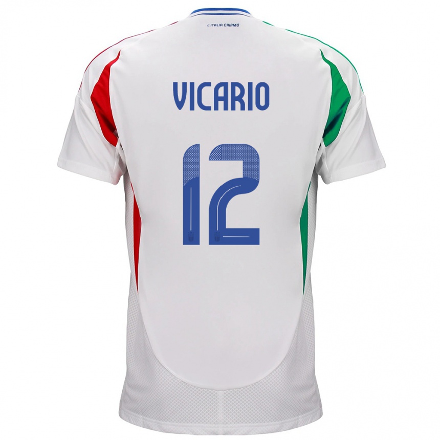 Kids Football Italy Guglielmo Vicario #12 White Away Jersey 24-26 T-Shirt