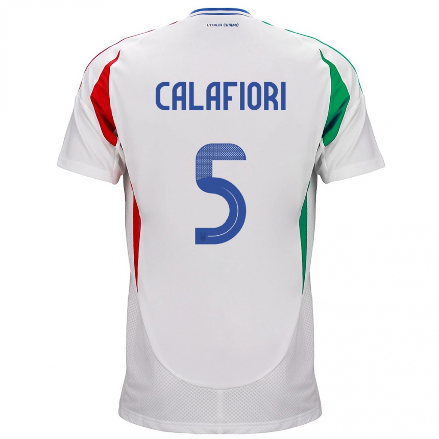 Kids Football Italy Riccardo Calafiori #5 White Away Jersey 24-26 T-Shirt