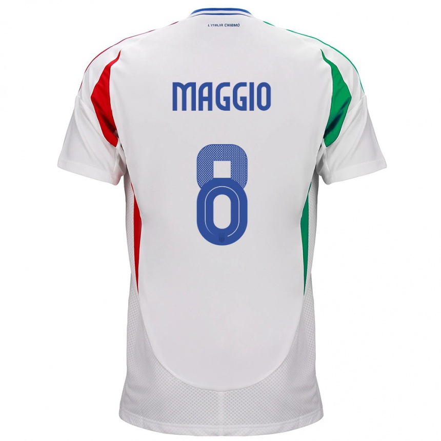 Kids Football Italy Luca Di Maggio #8 White Away Jersey 24-26 T-Shirt