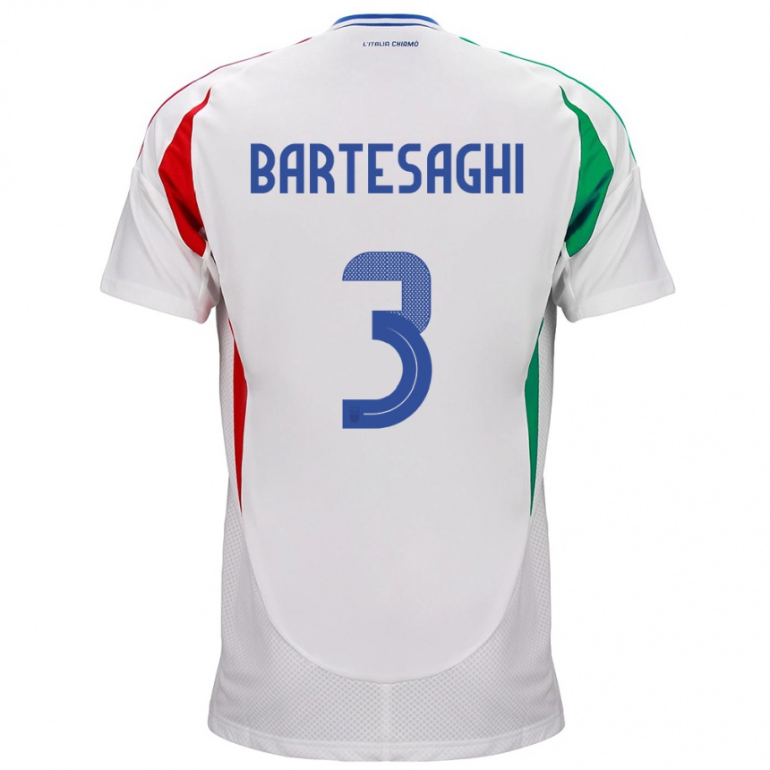 Kids Football Italy Davide Bartesaghi #3 White Away Jersey 24-26 T-Shirt