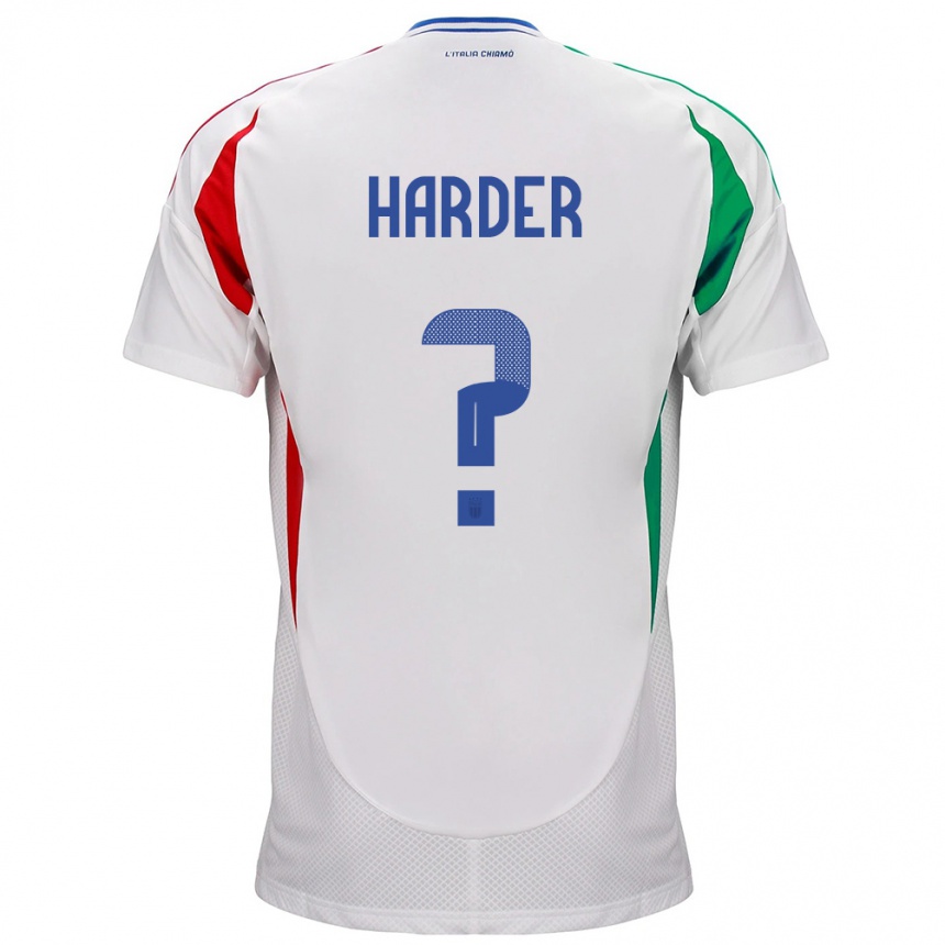 Kids Football Italy Jonas Harder #0 White Away Jersey 24-26 T-Shirt