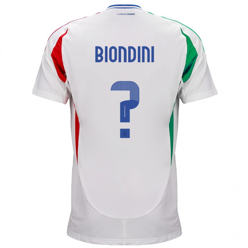 Kids Football Italy Edoardo Biondini #0 White Away Jersey 24-26 T-Shirt